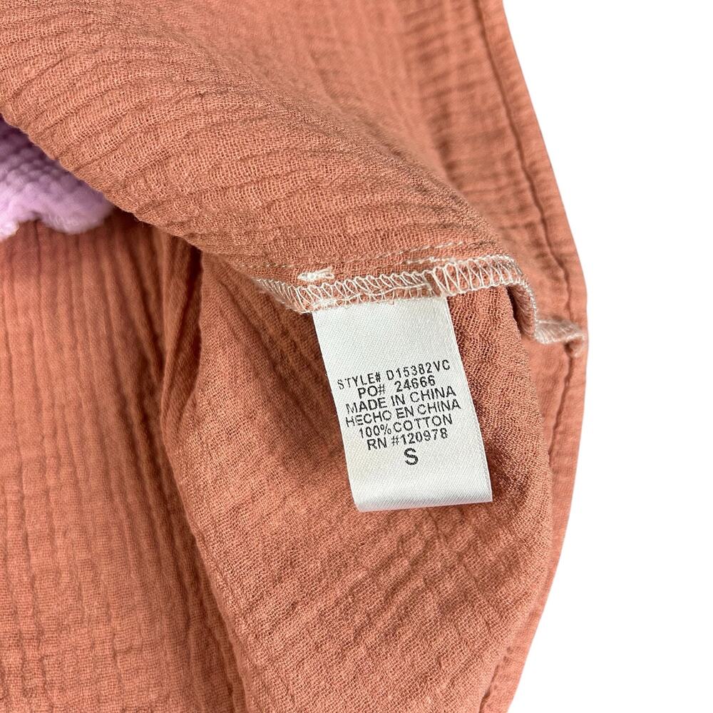 Vici Babydoll Tiered Dress Small White Lavender Terracotta Colorblock Gauze Mini - Picture 12 of 13